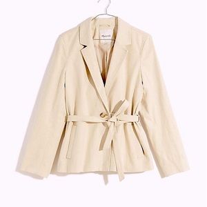 Madewell Cotton-Linen Blend Belted Blazer